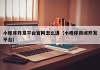 小程序開發(fā)平臺官網(wǎng)怎么進(jìn)（小程序商城開發(fā)平臺）